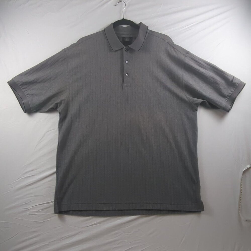 Nike Golf Mens X-Large Dri‎ Fit Gray Short Sleeve Quarter Button Up Polo Shirt